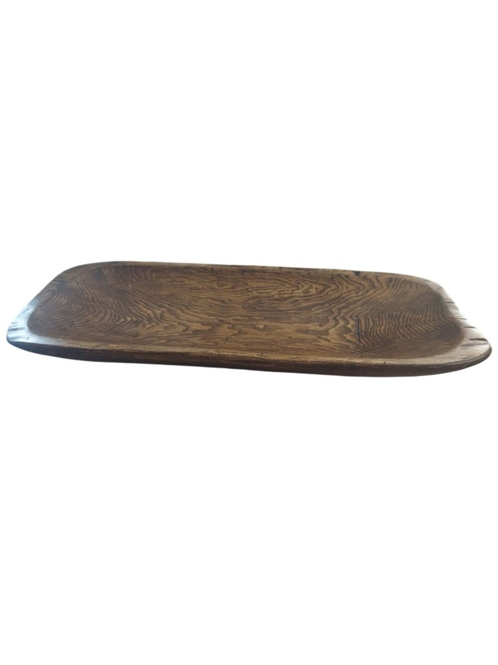 Hand Carved Wooden Dough Bowl Rectangle Primitive Trencher Rustic Farmhouse 19.5